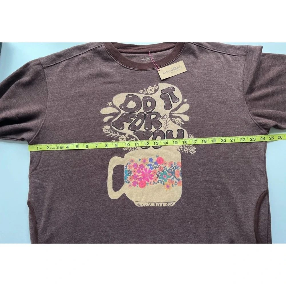 NEW Natural Life Do It For You Comfy Pocket Sweatshirt Floral Coffee Large Brown - Picture 11 of 12